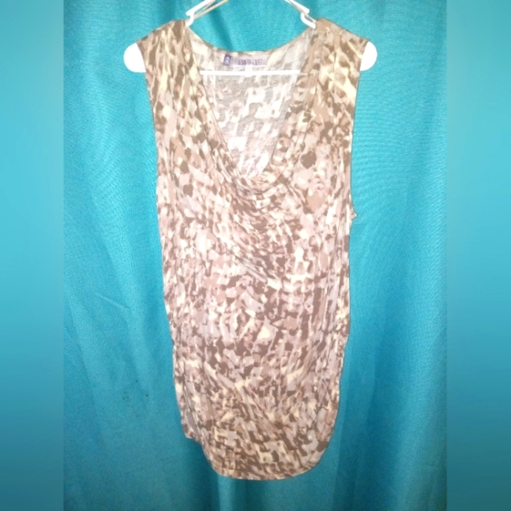 Jennifer Lopez sleeveless v-neck gathered sides waist flattering top sz XL